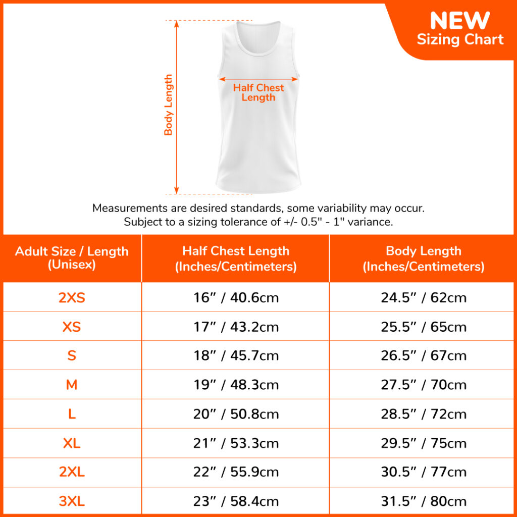 Run For Singapore 2022 Sizing Chart