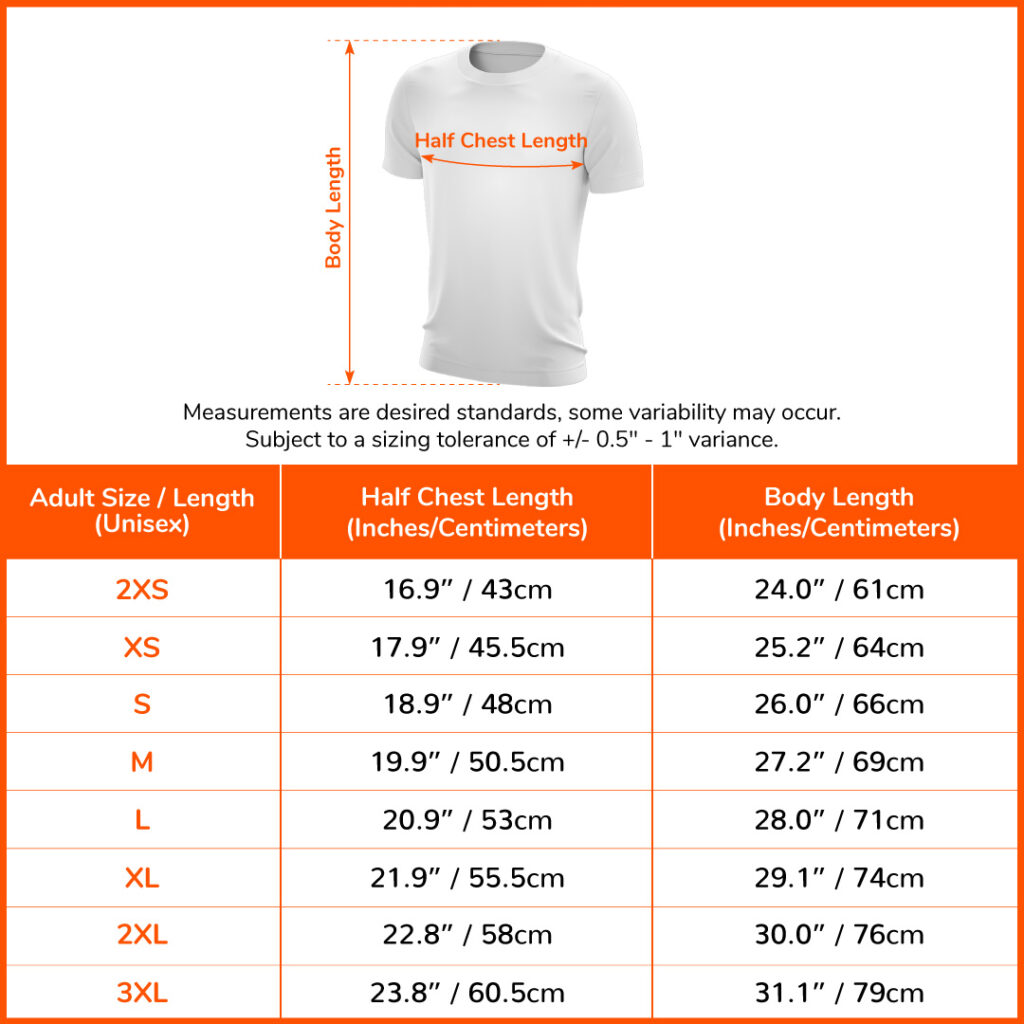 Run For Singapore 2022 Sizing Chart
