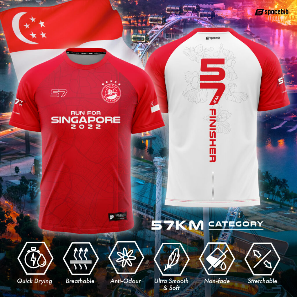 Run For Singapore 2022 57KM Finisher T-Shirt