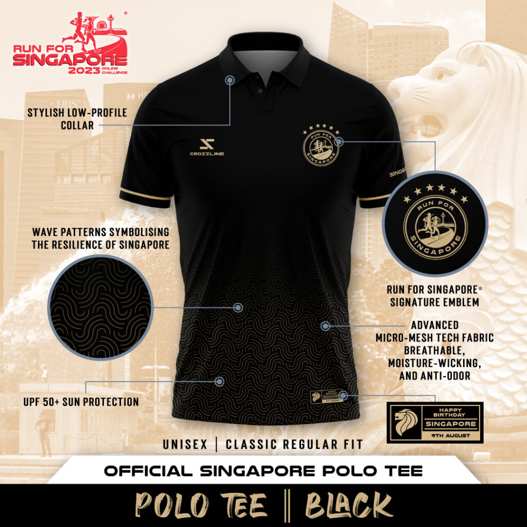 Run For Singapore 2023 Polo Tee Black