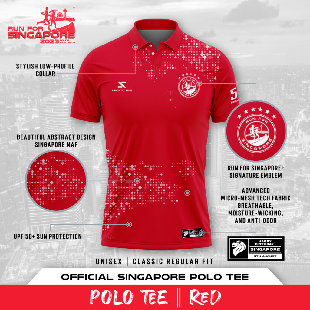 Run For Singapore 2023 Classic Red Polo Tee
